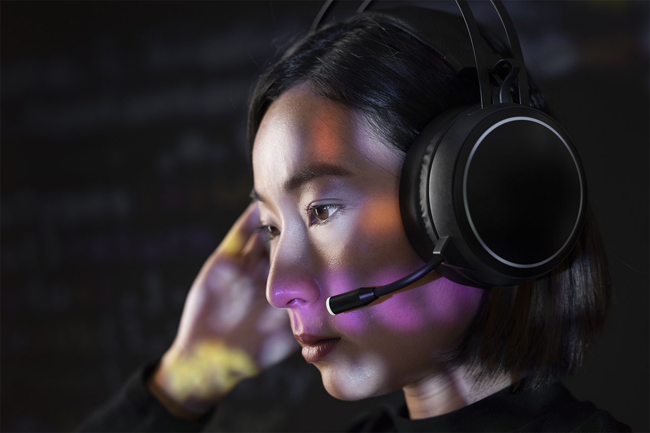 Female hacker cracking the binary code